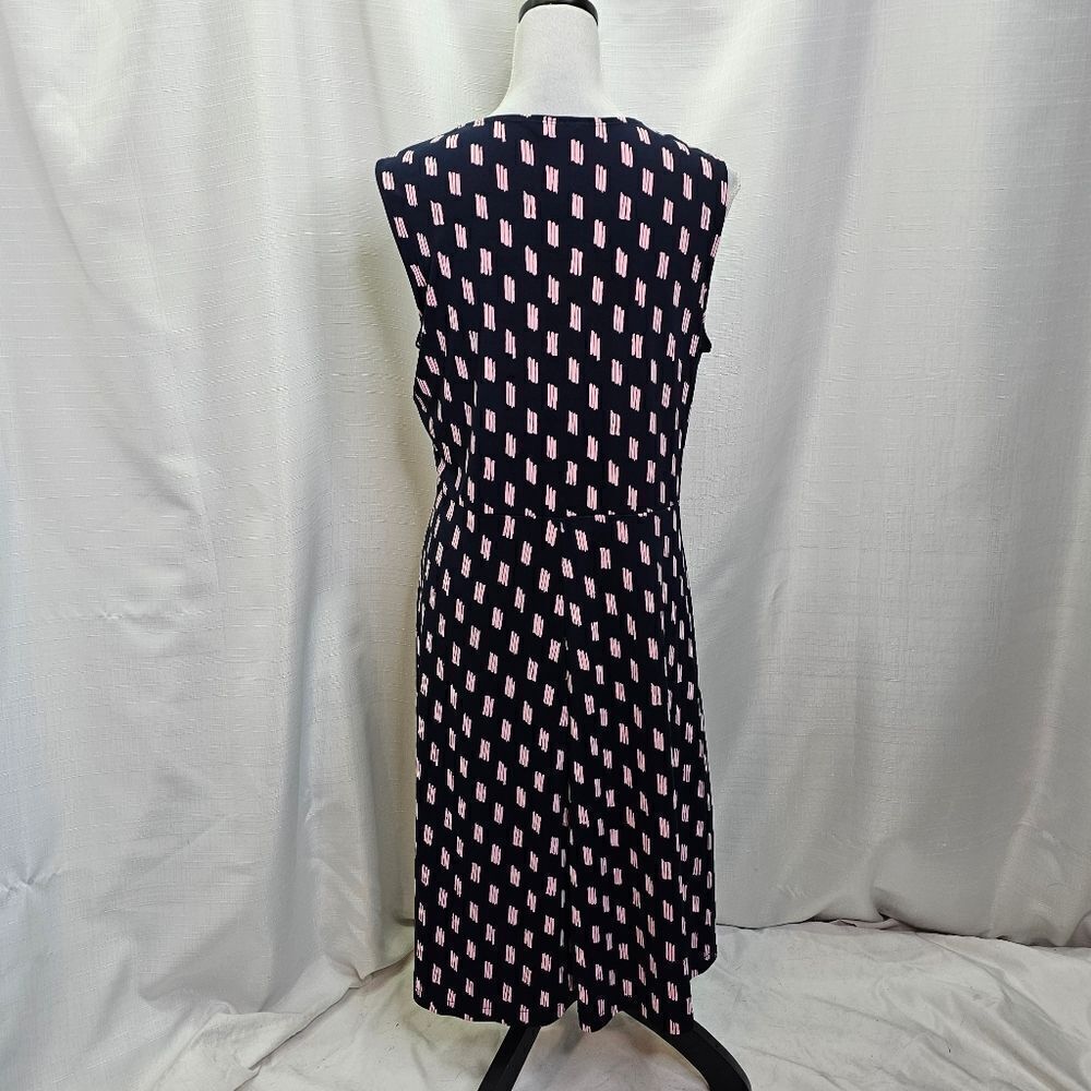 Lands' End Navy and Pink Faux Wrap Sleeveless Midi Dress Size Large (14/16) - Picture 8 of 8
